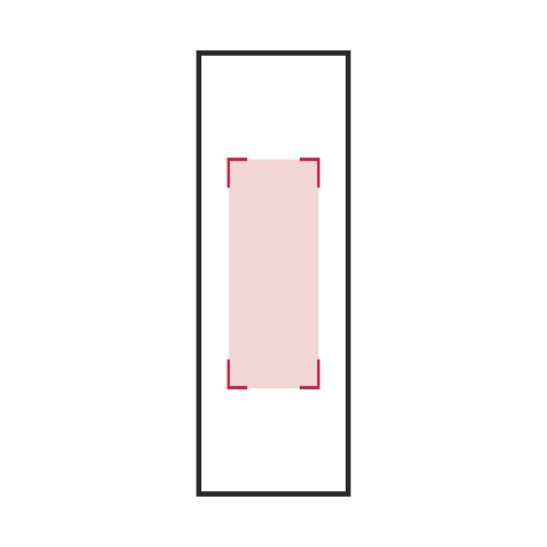 Rückseite: 30 x 130 mm